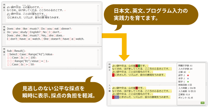 実際に入力するように実践的な文章入力練習