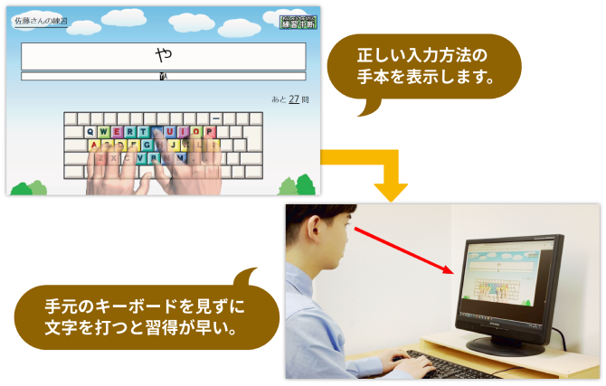 見える指で正しい打ち方が身につく練習システム